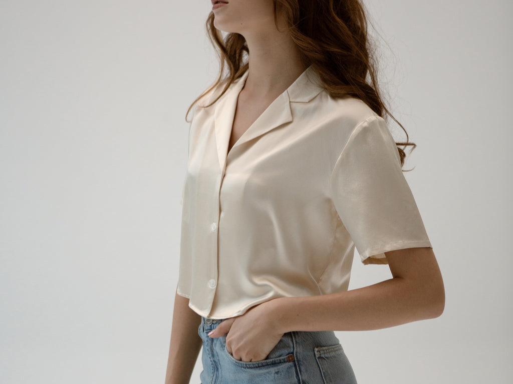 Silk Stories Christie Cropped Silk Shirt