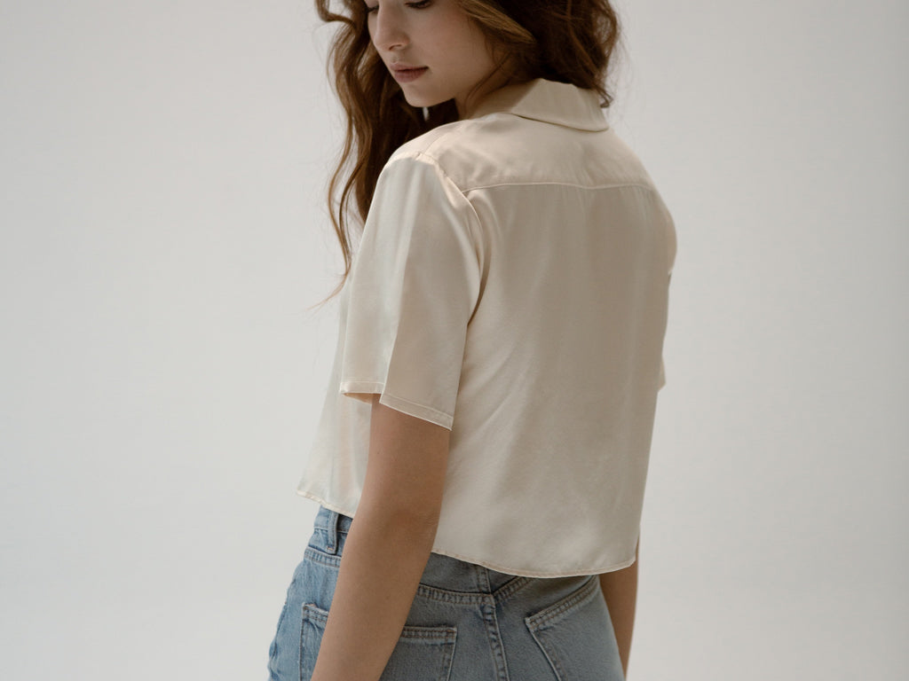 Silk Stories Christie Cropped Silk Shirt