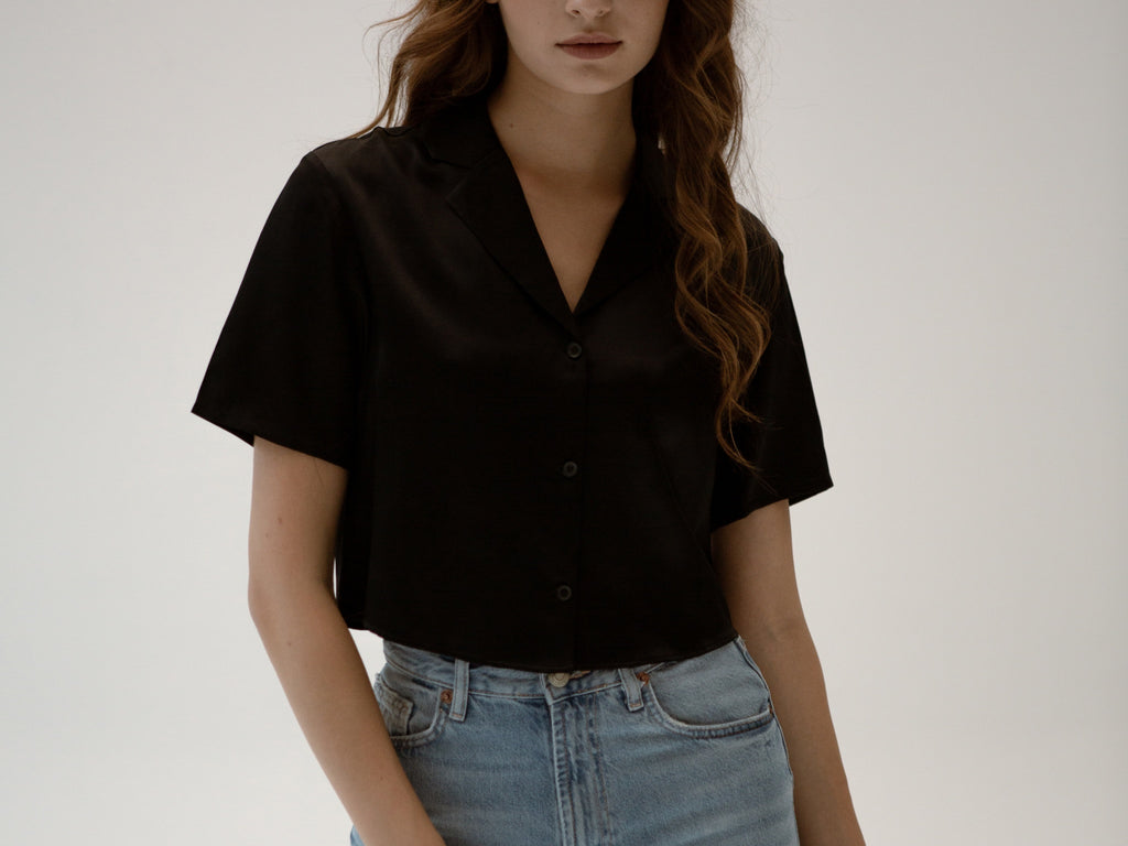 Silk Stories Christie Cropped Silk Shirt