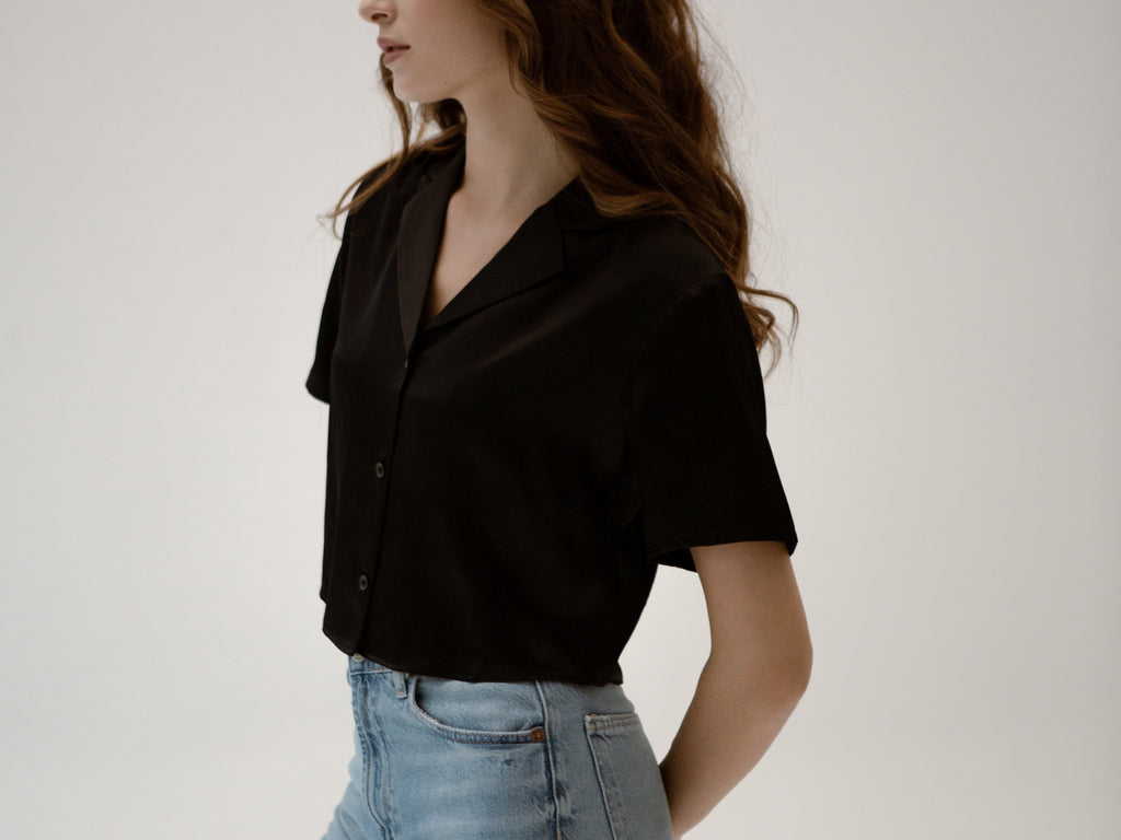 Silk Stories Christie Cropped Silk Shirt