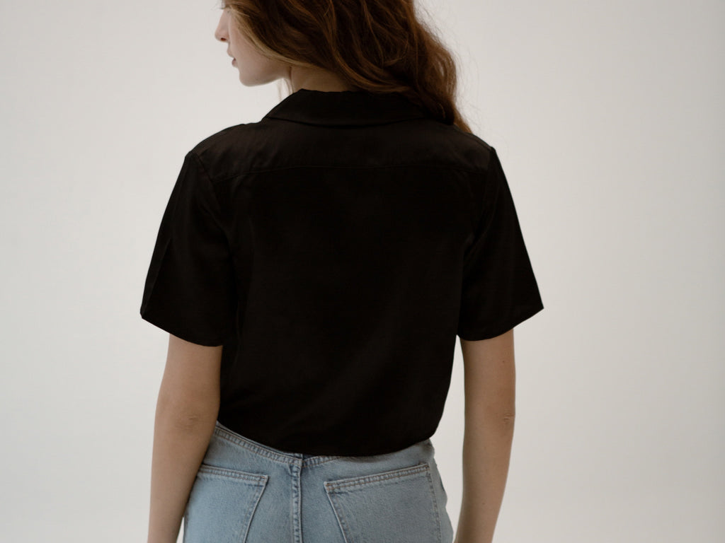 Silk Stories Christie Cropped Silk Shirt