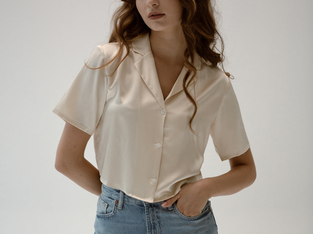 Silk Stories Christie Cropped Silk Shirt